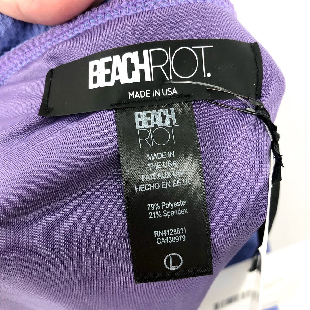BEACH RIOT Women's Highway Bikini Bottom Large Purple Periwinkle Waffle NWT - Picture 11 of 12